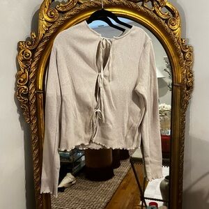 NWT Beige Tie-Front Women's Sweater